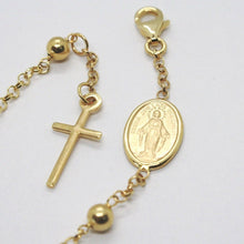 Load image into Gallery viewer, 18k yellow gold rosary bracelet, 3 mm spheres, Cross & miraculous medal.