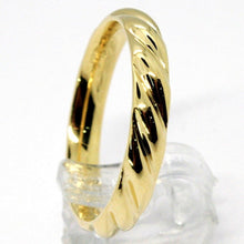 Cargar imagen en el visor de la galería, 18k yellow gold band braided ring, braid woven, smooth, made in Italy.