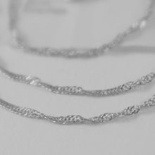 Cargar imagen en el visor de la galería, 18k white gold mini singapore braid rope chain 20 inches, 1 mm, made in Italy.