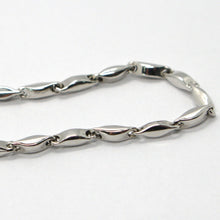 Cargar imagen en el visor de la galería, 18k white gold bracelet alternate tube ondulate oval link, made in Italy.