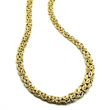 Cargar imagen en el visor de la galería, 18K YELLOW GOLD FLAT BYZANTINE NECKLACE CHOKER 7/10mm, 45cm, 18", MADE IN ITALY.