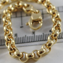 Cargar imagen en el visor de la galería, 18k yellow gold bracelet 7.9 in, big round circle rolo link 5.5 mm made in Italy.