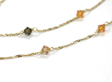 Load image into Gallery viewer, 18K YELLOW GOLD NECKLACE, ALTERNATE FACETED MULTI COLOR CRYSTALS SINGAPORE CHAIN.