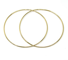 Load image into Gallery viewer, 18K YELLOW GOLD ROUND CIRCLE HOOP EARRINGS DIAMETER 40 MM x 1 MM, MADE IN ITALY.