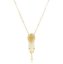Load image into Gallery viewer, 18K YELLOW GOLD YELLOW GOLD NECKLACE WITH MIRACULOUS MADONNA AND FACETED SPHERES.