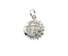 Cargar imagen en el visor de la galería, 18k white gold rounded sun moon hug pendant charm 22 mm smooth made in Italy.