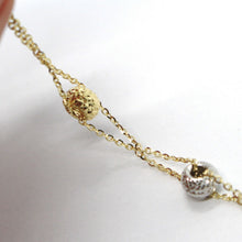 Load image into Gallery viewer, 18K YELLOW WHITE GOLD BRACELET FINELY WORKED 8 MM CIRCLES & ROLO LINK 7.9 INCHES.