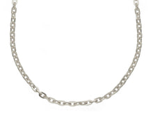 Load image into Gallery viewer, 18K WHITE GOLD SOLID CHAIN SQUARED CABLE 2.5mm OVAL LINKS, 24" 60cm ITALY MADE.