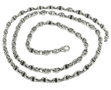 Cargar imagen en el visor de la galería, 18k white gold chain sailor's nautical navy mariner big oval 4mm link, 24" 60cm.