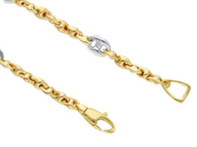 Load image into Gallery viewer, 18K YELLOW WHITE GOLD ALTERNATE 4mm MARINER BRACELET, 7.3 INCHES, MADE IN ITALY.