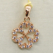 Cargar imagen en el visor de la galería, 18k rose gold lucky four leaf pendant charm cubic zirconia bright.