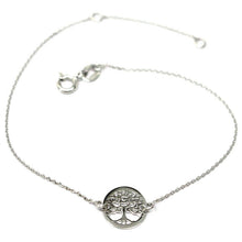 Load image into Gallery viewer, 18K WHITE GOLD BRACELET, MINI TREE OF LIFE CENTRAL DISC 10mm, ITALY MADE.