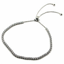 Cargar imagen en el visor de la galería, 18k white gold tennis bracelet cubic zirconia 2.5 mm adjustable sliding closure.