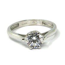Load image into Gallery viewer, SOLID 18K WHITE GOLD RING, SOLITAIRE WITH CUBIC ZIRCONIA 1.70 CARATS ITALY MADE.
