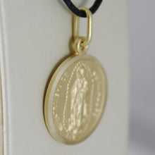 Load image into Gallery viewer, solid 18k yellow gold Senora Lady of Guadalupe, 17 mm, round medal pendant.
