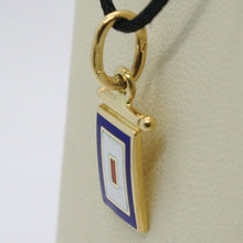 Load image into Gallery viewer, 18k yellow gold nautical glazed flag letter w pendant charm medal enamel Italy.