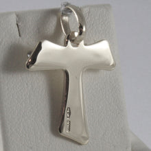 Load image into Gallery viewer, solid 18k white gold cross, Franciscan tau tao, Saint Francis, made in Italy.