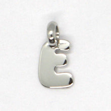 Charger l'image dans la galerie, 18k white gold pendant charm initial mini letter E, made in Italy, 0.5 inches.