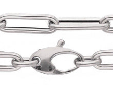Load image into Gallery viewer, 18K WHITE GOLD CHAIN ROUNDED TUBE OVAL PAPER CLIP 3x9mm LINK 18" 45cm ITALY MADE.