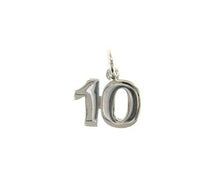 Charger l'image dans la galerie, 18k white gold number 10 ten small pendant charm, 0.4", 10mm.