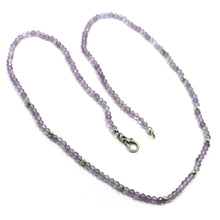 Charger l'image dans la galerie, 18K WHITE GOLD NECKLACE 17.3", 44cm FACETED ROUND 2.5mm AMETHYST, WORKED BALLS.