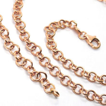Cargar imagen en el visor de la galería, 18K ROSE PINK GOLD CHAIN 19.7", ROUND CIRCLE ROLO LINK DIAMETER 6mm, MADE ITALY.