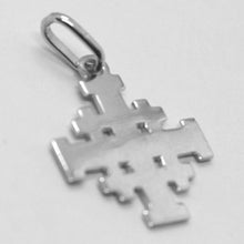 Load image into Gallery viewer, solid 18k white gold flat 18mm Jerusalem Cross, smooth and satin, made in Italy.