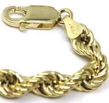 Charger l'image dans la galerie, 18k yellow gold bracelet big 6 mm braid rope link 7.9 inches long made in Italy.