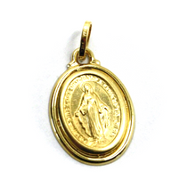 Load image into Gallery viewer, 18k yellow gold oval medal 15x20mm Virgin Mary Madonna pendant with frame.