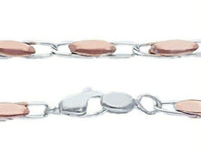 Cargar imagen en el visor de la galería, 18K ROSE WHITE GOLD CHAIN NECKLACE ALTERNATE 2mm ROUNDED OVAL TUBE LINKS, 24".