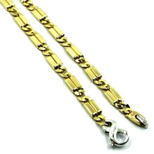 Load image into Gallery viewer, 18K YELLOW WHITE GOLD CHAIN 5mm ALTERNATE GOURMETTE CUBAN CURB SQUARE LINK 24".
