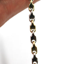 Cargar imagen en el visor de la galería, 18k white yellow gold chain necklace alternate drop ondulate tube links, 20".
