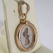 Load image into Gallery viewer, SOLID 18K WHITE & ROSE GOLD MEDAL PENDANT GUARDIAN ANGEL ENGRAVING MADE IN ITALY.