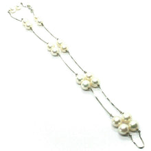 Charger l'image dans la galerie, 18k white gold necklace alternate venetian chain round double 8mm fw white pearl.