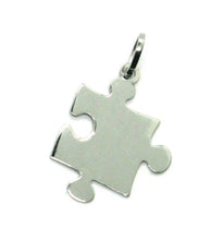 Load image into Gallery viewer, 18k white gold charm pendant, 20mm 0.8" puzzle piece, flat, made in Italy.