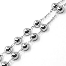 Load image into Gallery viewer, 18k white gold 27.5" big rosary 6mm, miraculous medal saint Benedict Jesus cross.