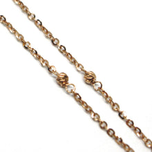 Charger l'image dans la galerie, 18k rose gold 18" rosary necklace miraculous medal cross diamond cut balls 2mm.