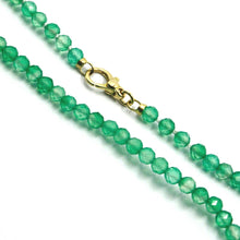 Load image into Gallery viewer, 18K YELLOW GOLD NECKLACE 31.5", 80cm, FACETED ROUND GREEN AGATE DIAMETER 3mm.