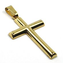 Cargar imagen en el visor de la galería, 18K YELLOW GOLD CROSS, ROUNDED BIG 39mm, 1.54 inches, SMOOTH, MADE IN ITALY.