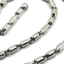 Load image into Gallery viewer, 18k white gold chain 3.5mm alternate rounded tube link 50cm 20", made in Italy.