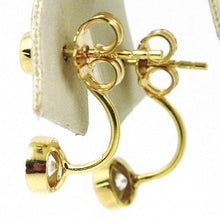 Load image into Gallery viewer, 18K YELLOW GOLD PENDANT SOLITAIRE EARRINGS ALTERNATE DOUBLE ZIRCONIA, ITALY MADE.