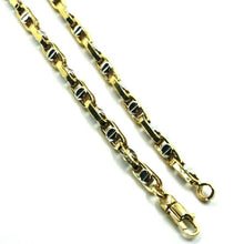 Load image into Gallery viewer, 18K YELLOW WHITE GOLD BRACELET 4.5mm ROUNDED OVAL LINK WITH BUTTON, 21cm 8.3".