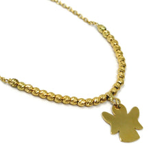 Load image into Gallery viewer, SOLID 18K YELLOW GOLD BRACELET, ANGEL PENDANT, ROLO CHAIN, DIAMOND CUT BALLS.