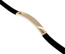 Load image into Gallery viewer, SOLID 18K ROSE WHITE GOLD BRACELET 6mm RECTANGULAR TUBE PLATE & BLACK RUBBER.