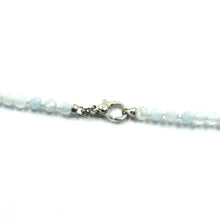 Charger l'image dans la galerie, 18k white gold necklace 31.5", 80cm, faceted round aquamarine diameter 3mm.