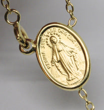 Load image into Gallery viewer, 18k yellow gold 27.5" Rosary necklace 6mm sphere miraculous medal Jesus Cross.