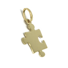 Cargar imagen en el visor de la galería, 18K YELLOW GOLD CHARM PENDANT, MINI SMALL 14mm PUZZLE PIECE, FLAT, MADE IN ITALY.