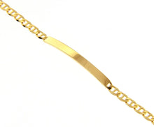 Load image into Gallery viewer, SOLID 18K YELLOW GOLD BRACELET 3mm FLAT MARINER OVAL LINKS ENGRAVING PLATE, 7.5".