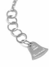 Load image into Gallery viewer, 18K WHITE ROSE GOLD OVAL ROLO BRACELET 18cm 7.1", FLAT 5mm HEARTS, MADE IN ITALY.