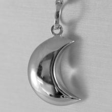 Load image into Gallery viewer, 18k white gold rounded mini half moon pendant finely hammered made in Italy.